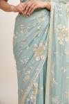 Columbia Blue Georgette Saree