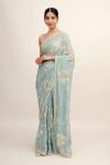 Columbia Blue Georgette Saree