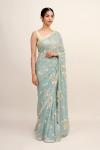 Columbia Blue Georgette Saree