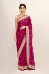 Carmine Red Crepe Saree