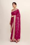 Carmine Red Crepe Saree