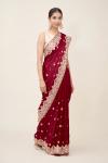 Barn Red Satin Saree