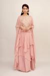 Old Rose Pink Georegette Cape Suit