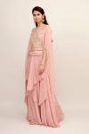 Old Rose Pink Georegette Cape Suit