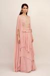 Old Rose Pink Georegette Cape Suit