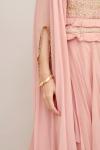 Old Rose Pink Georegette Cape Suit