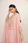 Old Rose Pink Georegette Cape Suit