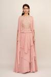 Old Rose Pink Georegette Cape Suit