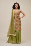 Olive Green Georegette Sharara