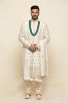 Pearl White Silk Sherwani 