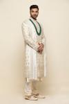 Pearl White Silk Sherwani 