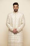 Pearl White Silk Sherwani 