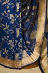 Royal Blue Floral Zari Banarasi Silk Saree