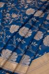 Royal Blue Floral Zari Banarasi Silk Saree