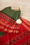 Bottle Green Semi Patan Patola Silk Saree