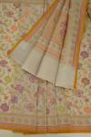 Ivory Pure Zari Silk Saree