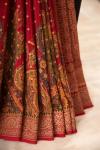 Banarasi Crepe Cherry Red Printed Silk Saree