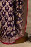 Purple Floral Zari Silk Saree