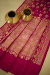 Cerise Pure Zari Banarasi Silk Saree