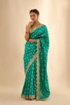 Embellished Teal Banarasi Silk Saree