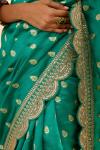 Embellished Teal Banarasi Silk Saree