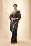 Deep Blue Sequin Georgette Saree