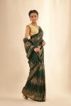 Forest Green Sequin Saree