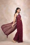 Marsala Wine Georgette Saree