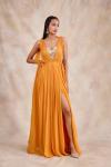 Yellow Chrome Drape Gown