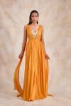 Yellow Chrome Drape Gown