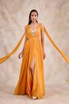 Yellow Chrome Drape Gown