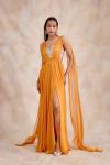 Yellow Chrome Drape Gown