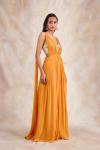 Yellow Chrome Drape Gown