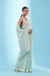 Baby Sea Green Shimmer Georgette Saree