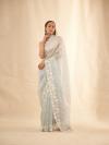 Ice-Blue Floral Organza Saree