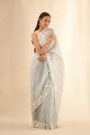 Ice-Blue Floral Organza Saree