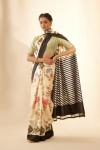 Ivory Floral Ikat Silk Saree