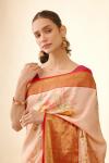 Vintage Peach Printed Kanjivaram Saree