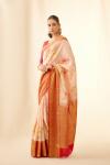 Vintage Peach Printed Kanjivaram Saree