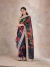 Prussian Blue Organza Saree