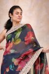 Prussian Blue Organza Saree