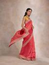 Vermillion Red Bandhani Tussar Silk Saree