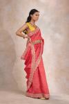 Vermillion Red Bandhani Tussar Silk Saree