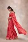 Vermillion Red Bandhani Tussar Silk Saree