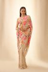 Meta Beige Printed Georgette Saree