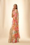 Meta Beige Printed Georgette Saree