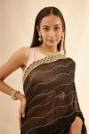 Golden Black Georgette Saree