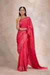 Ruby Pink Satin Saree