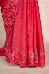 Ruby Pink Satin Saree