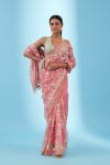 Coral Peach Organza Saree